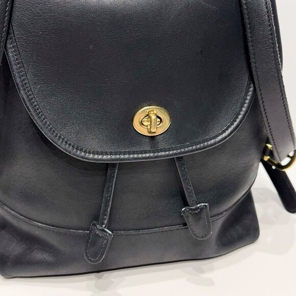 Vintage 90s Y2K Coach 9791 Black Leather Turn Lock Day Bag Backpack - Picture 4 of 16